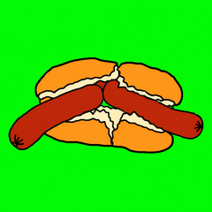 Two hot dogs crammed into one bun
